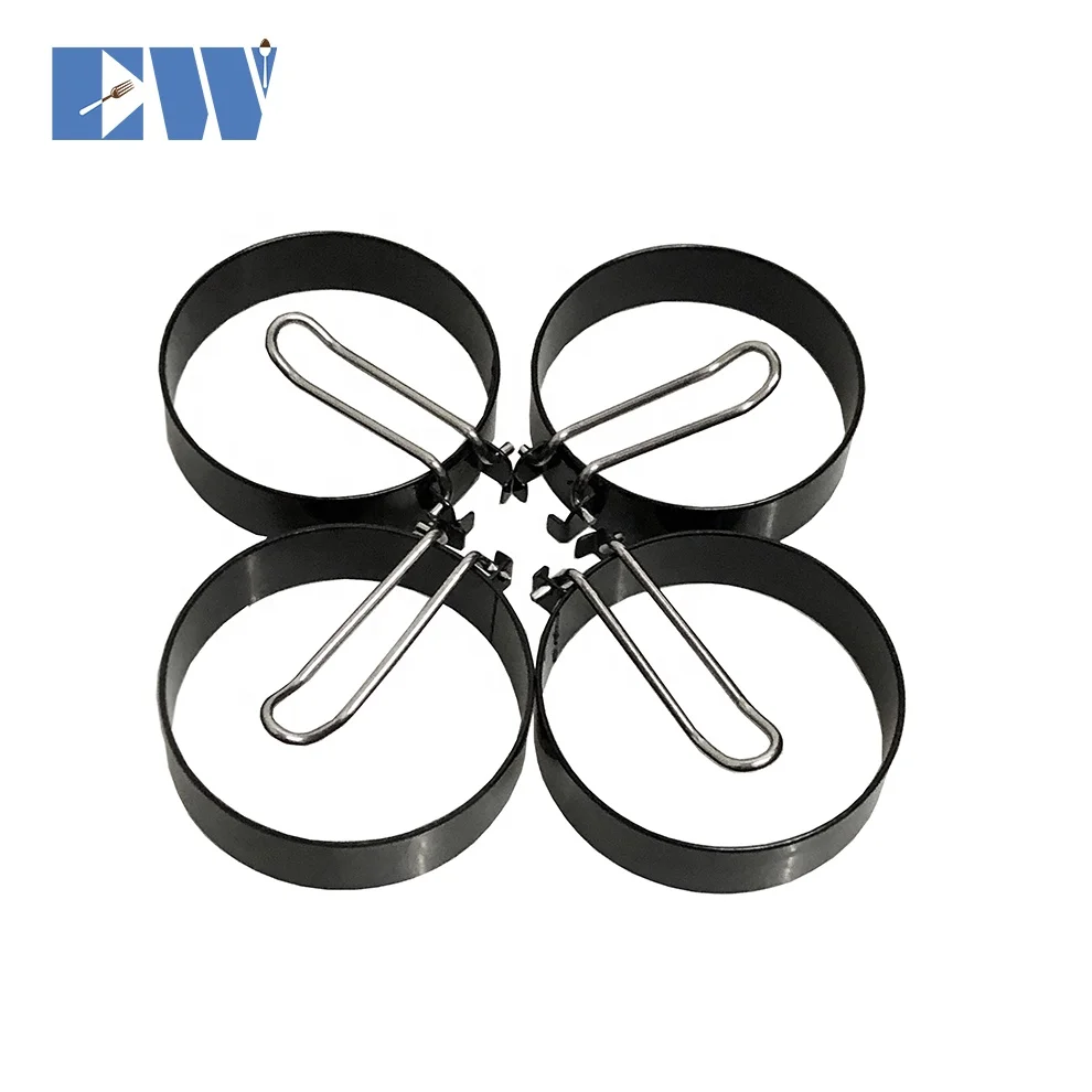 4PCS Premium Non-stick Black Coating Metal Egg Ring