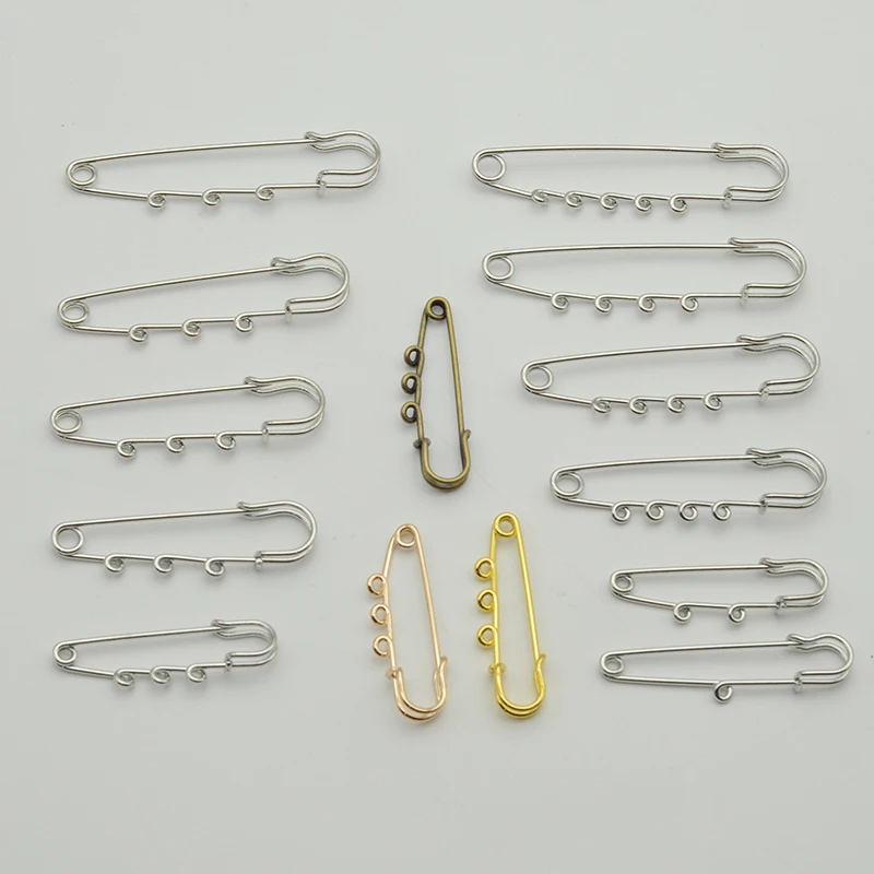 5cm 6cm 6.5cm 7cm Metal Safety Pins with Three Hoops For DIY Jewelry Ornament Badge Brooch Pin Backs Jewelry Kilt Safety Pins