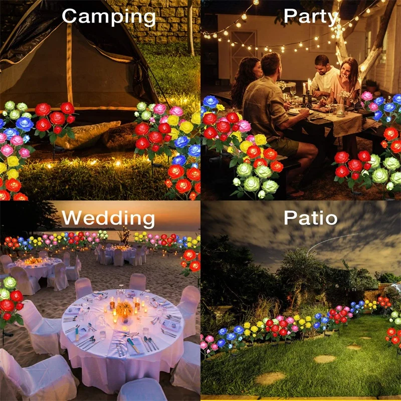 Flower Light Solar Outdoor Rose Lampadas Da Giardino Decorazion Solare Fiore Lucie LED Garden Decoration Solar Flower Lights