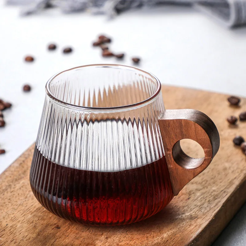 New Design Stripe Glass Coffee Cup Milk Breakfast Borosilicate Glass Mug Kitchen Glass Mugs