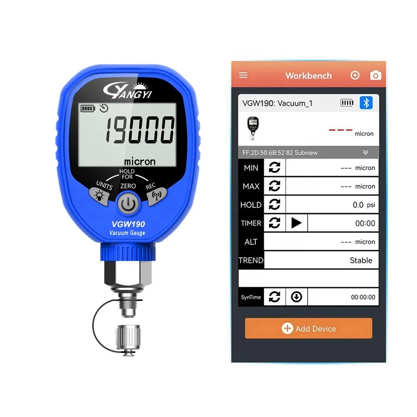 Wireless Bluetooth Digital Vacuum Gauge Electronic Vacuum Meter Refrigerant Pressure Gauge  VGW-190