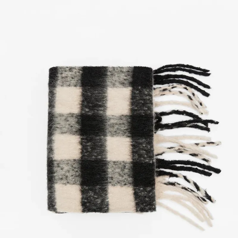 Classic black and white checkerboard scarf plaid soft thin scarf female winter warm dual-use long scarf shawl