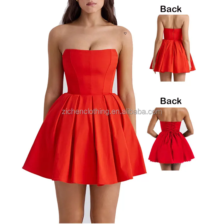 Women Clothes Off The Shoulder Fishbone Waist Red Dress Elegant Women Evening Party Bodycon Ball Gown Prom Dresses