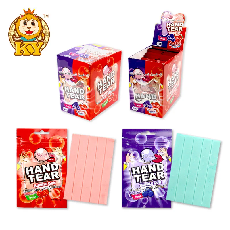 Wholesale Custom Colorful Hand Tear Fruity Flavor Bubble Gum Chewing Candy