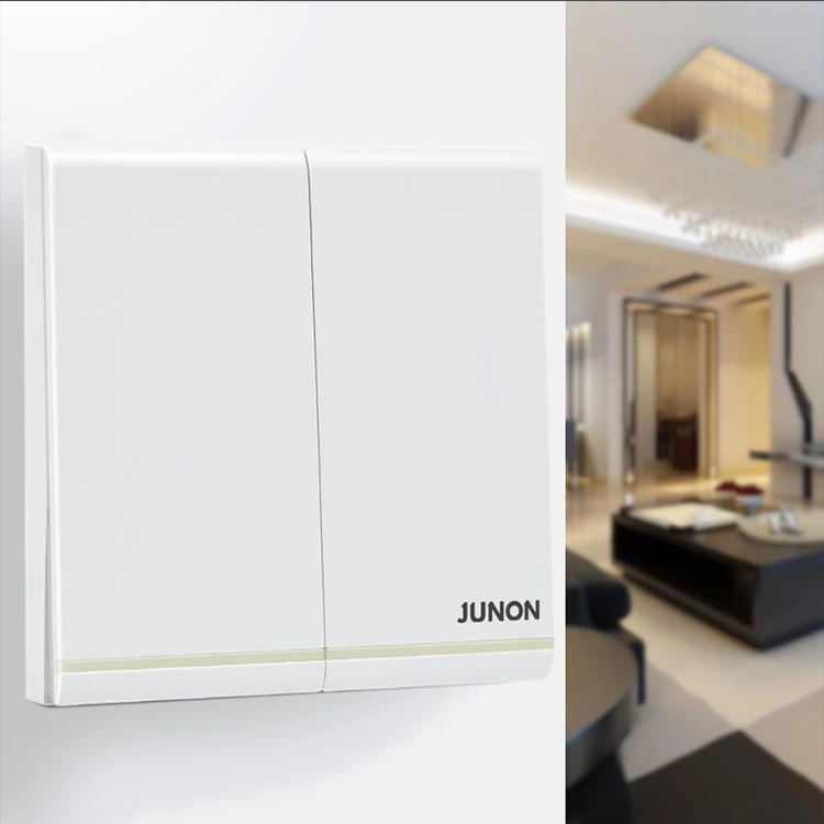 JUNON White 16A  2 Gang 1 Way Light Switch touch switch