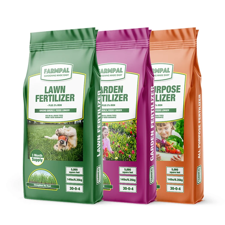 Custom Print 1kg 5kg 10kg Flat Bottom Resealable Aluminum Foil Biodegradable Fertilizer Plastic Bag For Agriculture Product