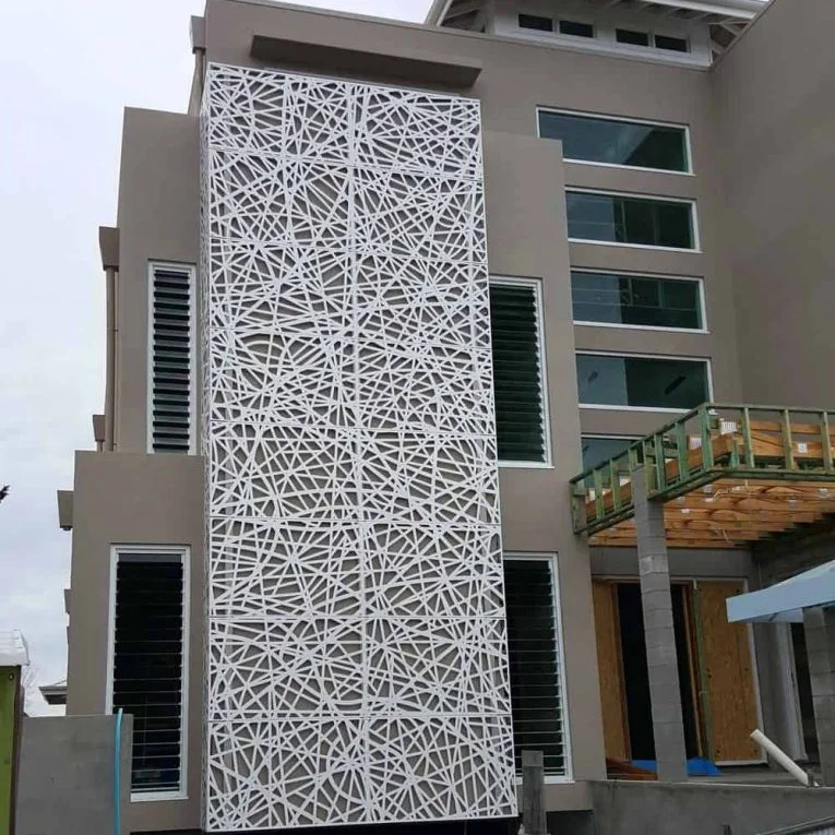 Laser cut decorative building exterior wall aluminum metal screen
