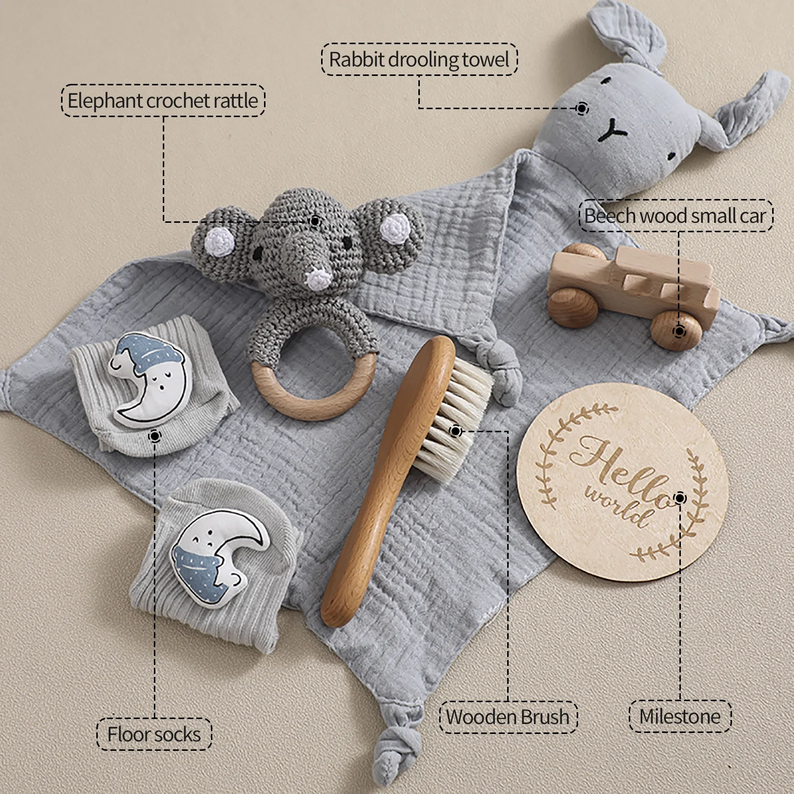 iStapromo Gifts Baby Towel Stuffed Bunny Doll Gift Box Security Cuddle Towel+beech Wood Teethe Toy+hairbrush Christmas Newborn