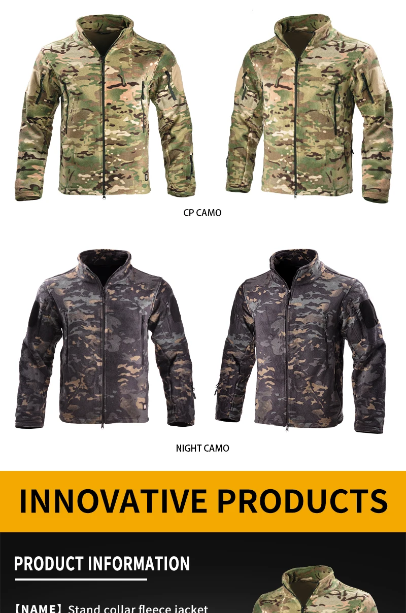 HAN WILD Outdoor Fleece jacket Comfortable and Warm Tactical jacket With Hat