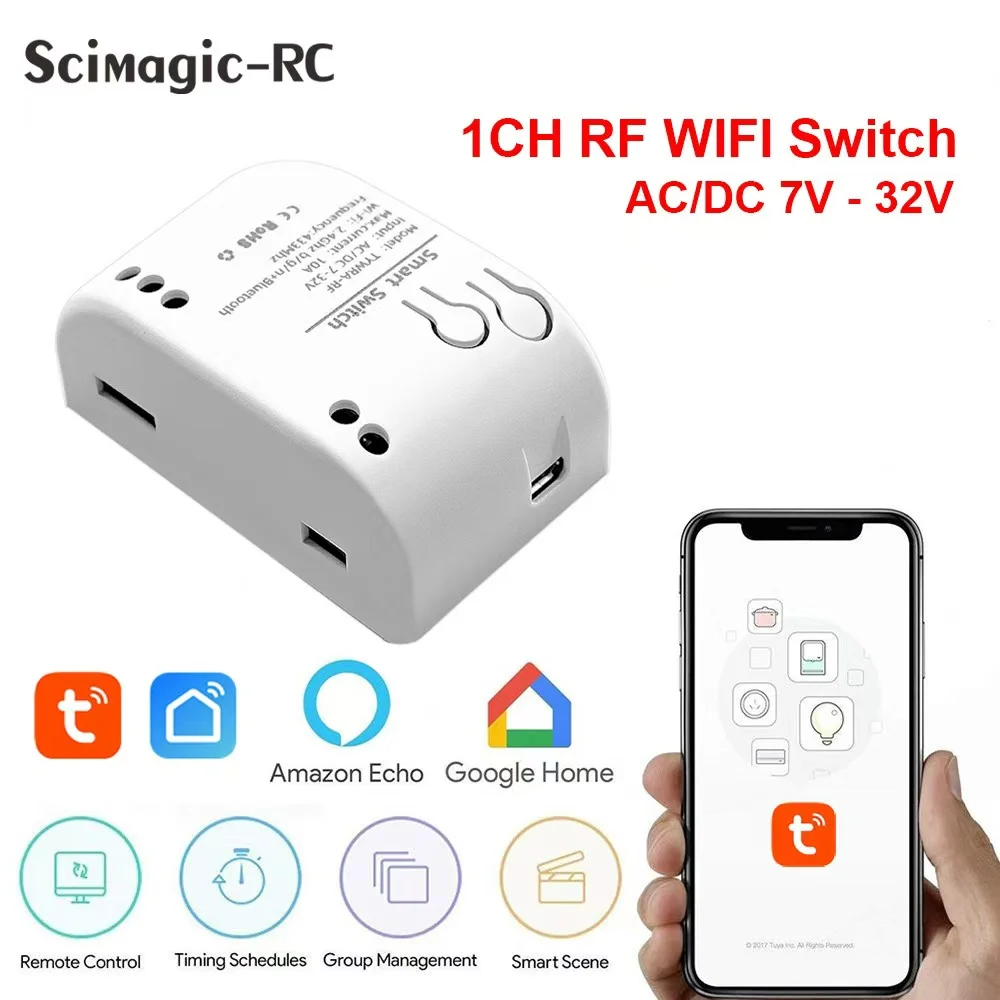 Tuya Smart Wifi Switch Relay Module 7-23V  Timer DC Wireless Remote Control Inching/Self-Locking Alexa Google home