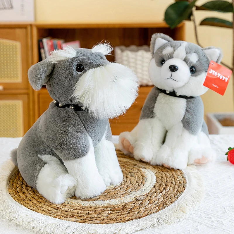 20cm 25cm Super Cute Kawaii Shai Pei Schnauzer Bulldog Realistic Puppy Stuffed Animal Toys
