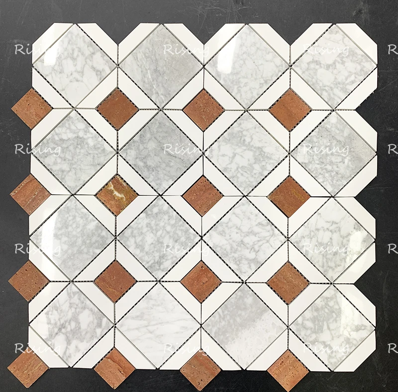 New Diamond Shaped natural Marble Mosaic Hotel Floor Kitchen Bathroom Wall Natural Stone Mosaic