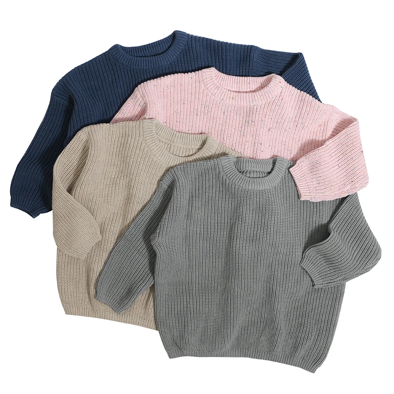 2024 New Products Cotton Kids Boy Girl Spring Autumn Winter Soft Solid Color Long Sleeve Crew Neck Baby Sweater