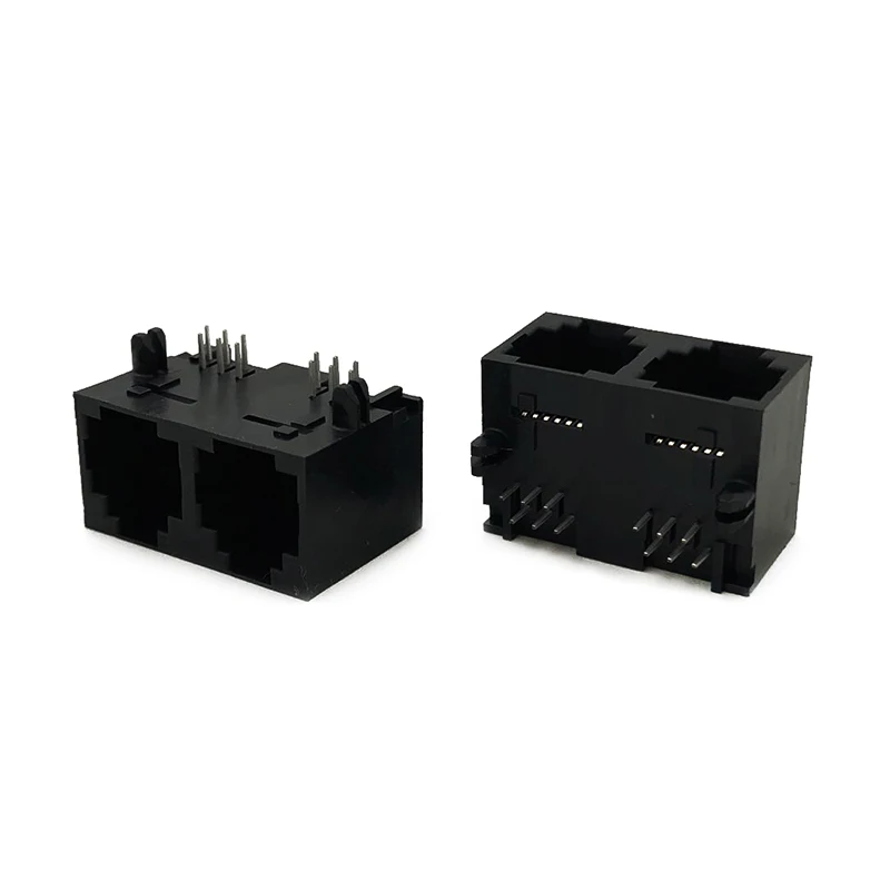 1X2 Port Modular Jack  RJ12 Side-Entry 6P6C Right-Angle 5521A RJ25 Connector L=16.5mm