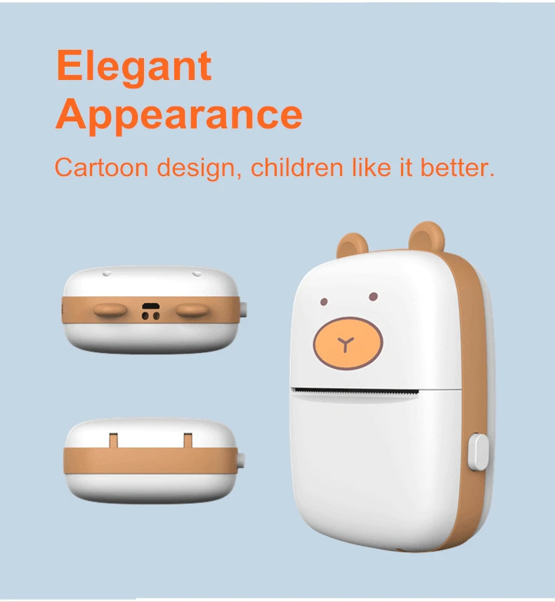 Детский мгновенный термопринтер черная и белая печать поддержка BT соединение поддержка международной настройки