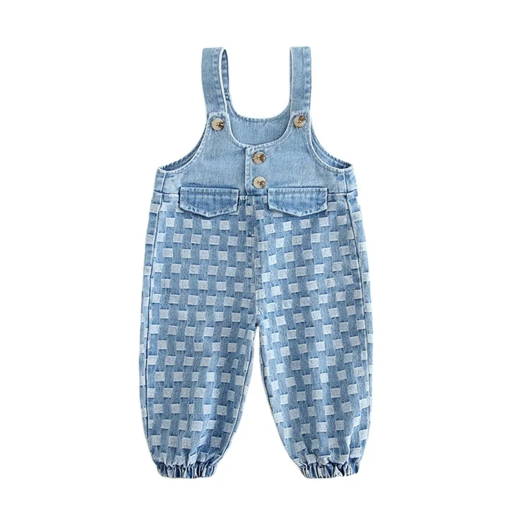 2023 new fashion korean style denim jumpsuit girls high quality toddler girls jumpsuit spring autumn ins style baby wear