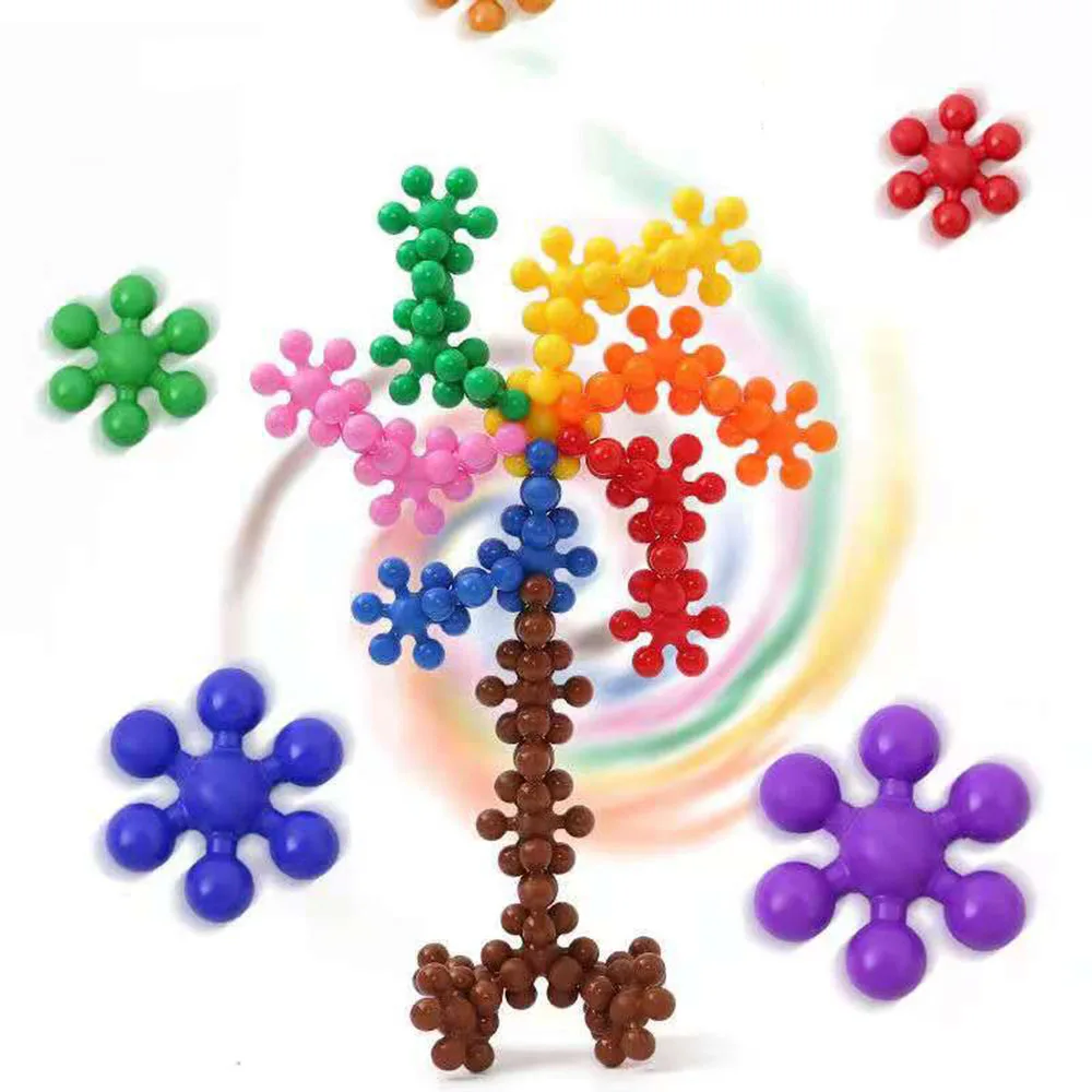 New Plum Blossom Building Blocks Bricks 3D Snowflake Building Blocks Baby Kids Educational Toys DIY Interlocking Puzzle Toys