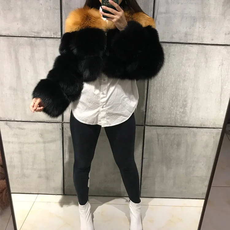 Women Plus Size Jackets Coats Short Fox Fur Jacket For Ladies