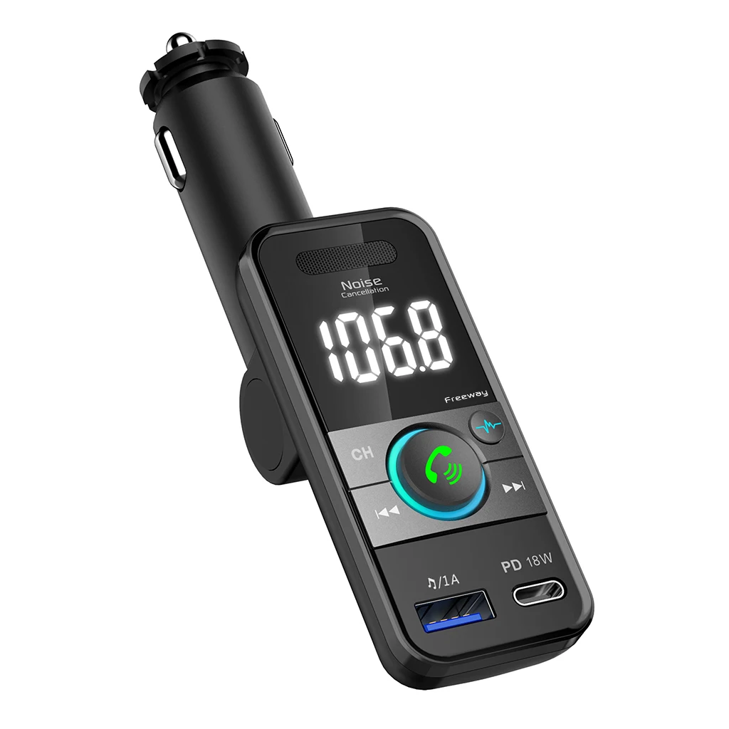 FM передатчик для автомобиля QC3.0 & USB-C PD 18 Вт беспроводной радио адаптер музыкальный плеер/автомобильный комплект с