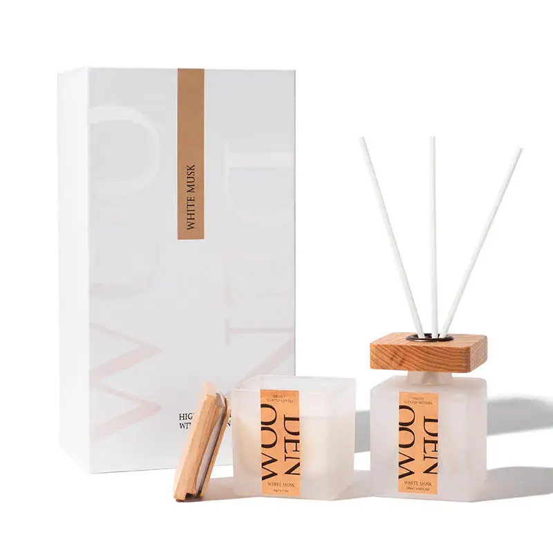 NEWIND NEW DESIGN soy wax custom 90g candle and 100ml reed diffuser Floating Wood Collection gift set