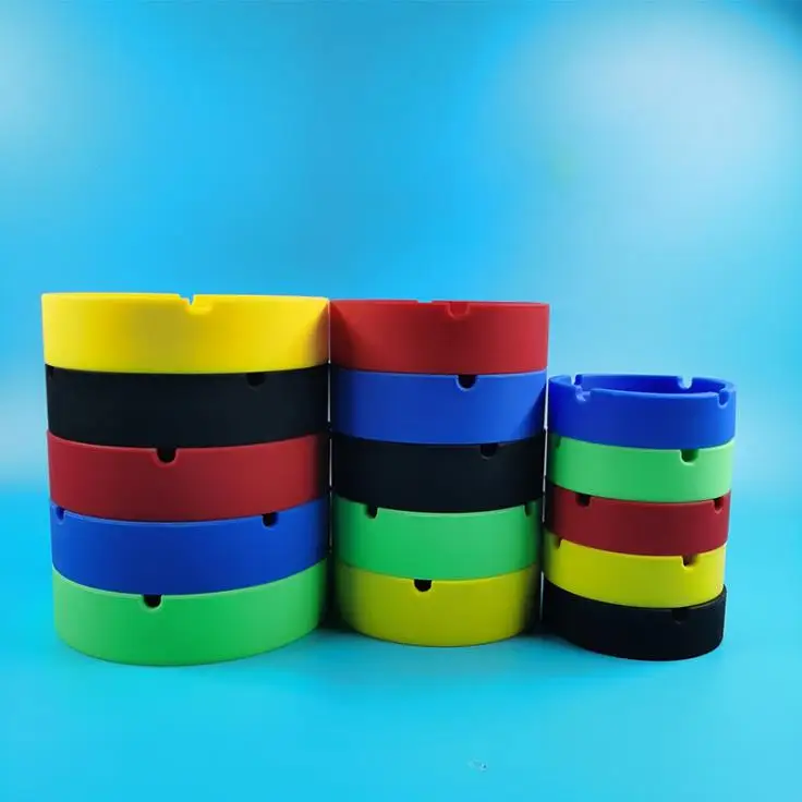 Round Rubber Ash tray Custom logo portable heat resistance silicone cigar ash tray ashtray cigarettes