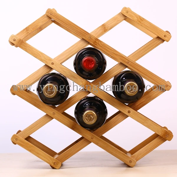 
natual color foldable bamboo wooden wine rack 