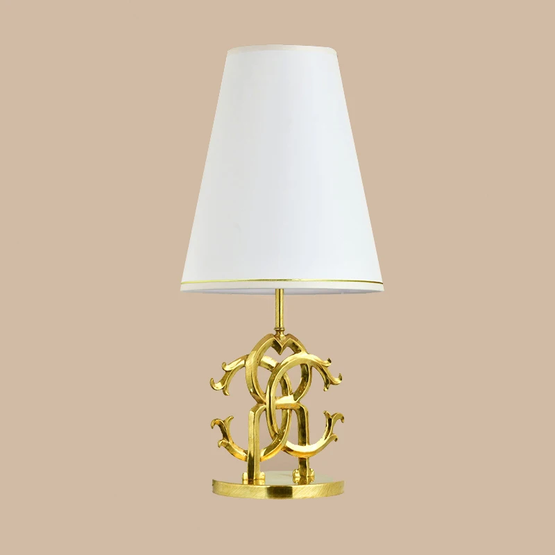 Living Room table lamp Retro Cloth study table lamp Room French Copper spiral table lamp