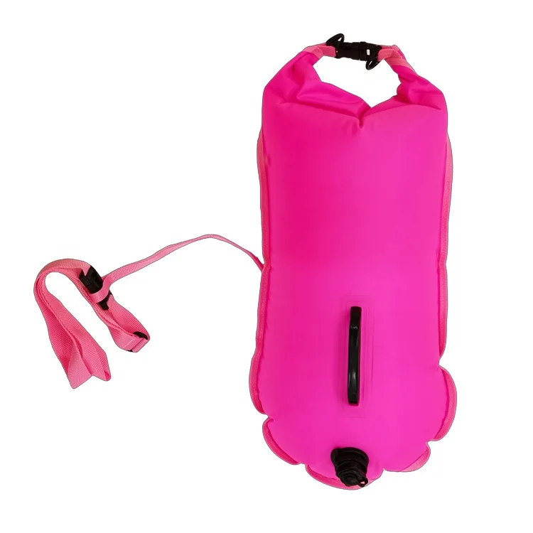 Wholesale Custom Logo waterproof floating Nylon TPU PVC 20L 28L 35L LED swim buoy Inflatable Safety Life air bag for swimming