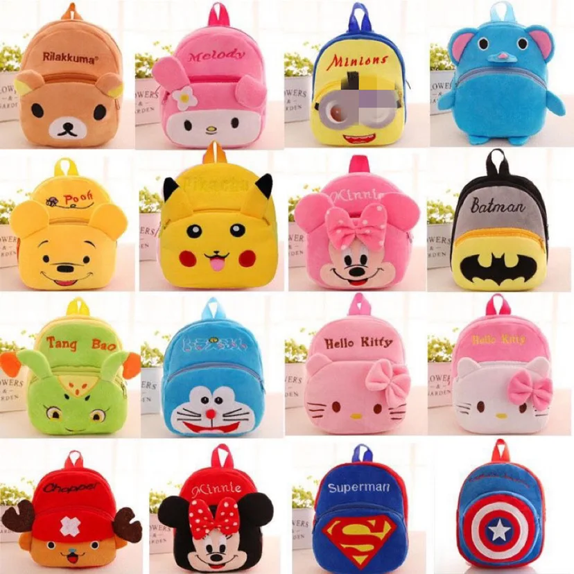 Wholesale Kindergarten Plush Backpack 1-3 Year Old Children Cartoon Backpack Minnie Plush Bag