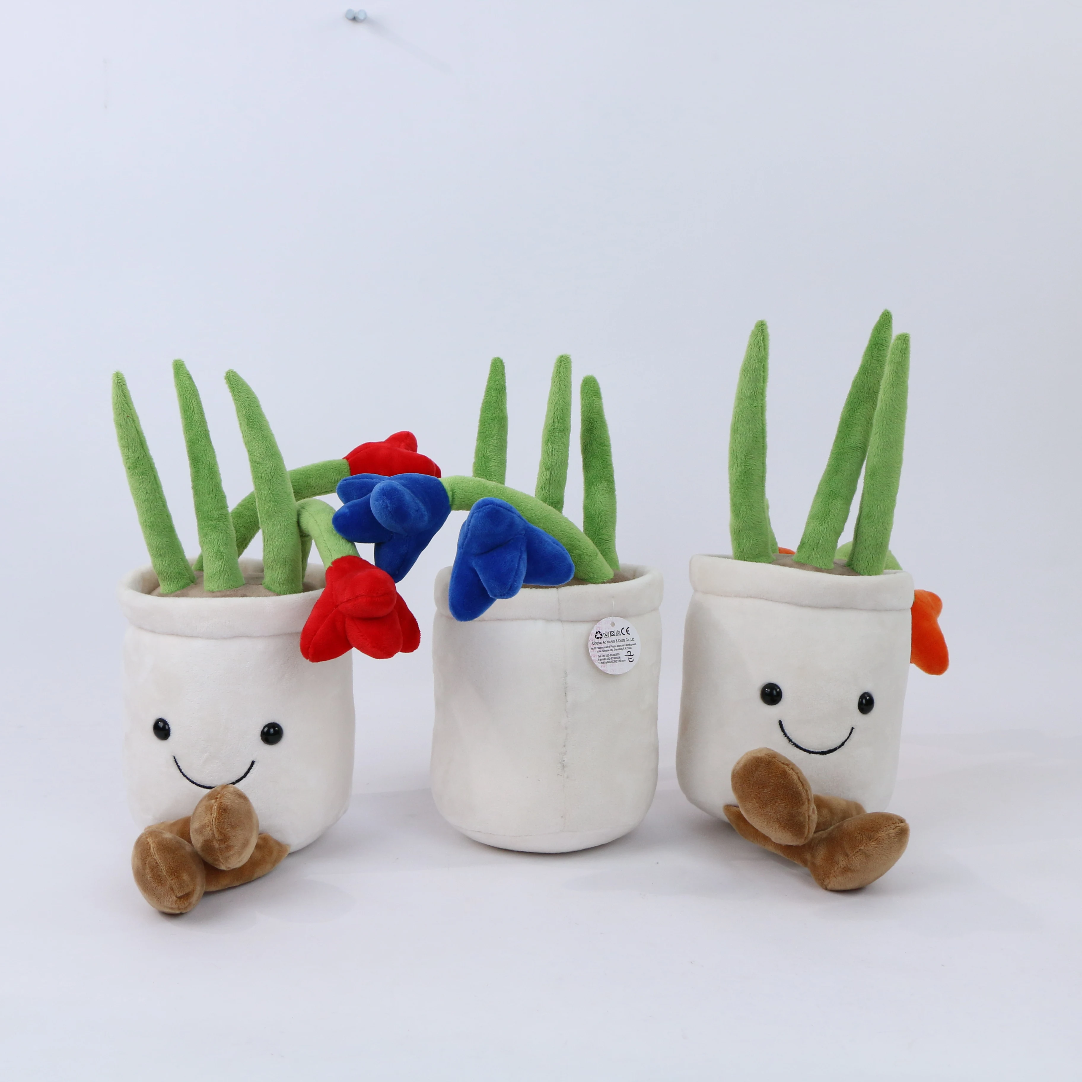 Cute Flower Doll Plant Ornament Tulip Bouquet Potted Pillow Plush Toy Simulated smiley Face Stuffed