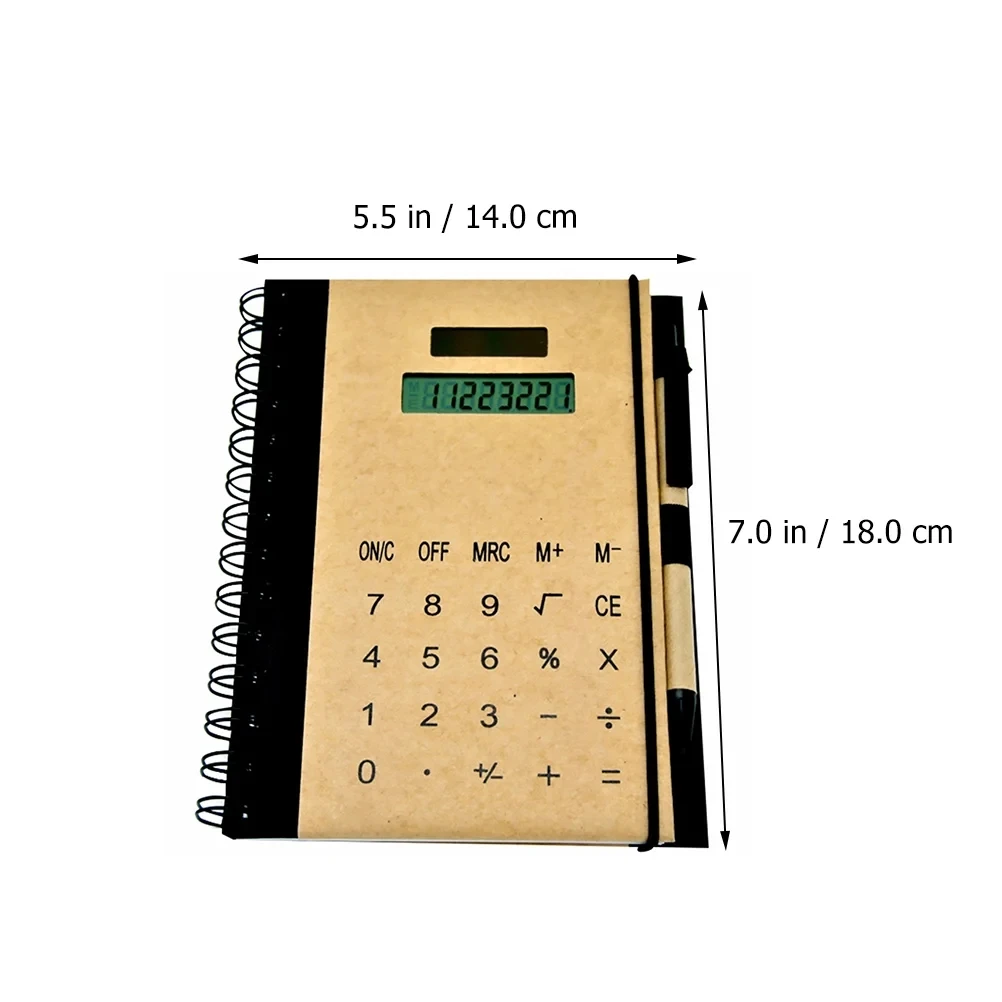 Multifunctional Spiral Notebook with Pen and Solar Calculator Notebook 18 * 13 CM/7.09 * 5.12Inch Office Business Diary Notepad