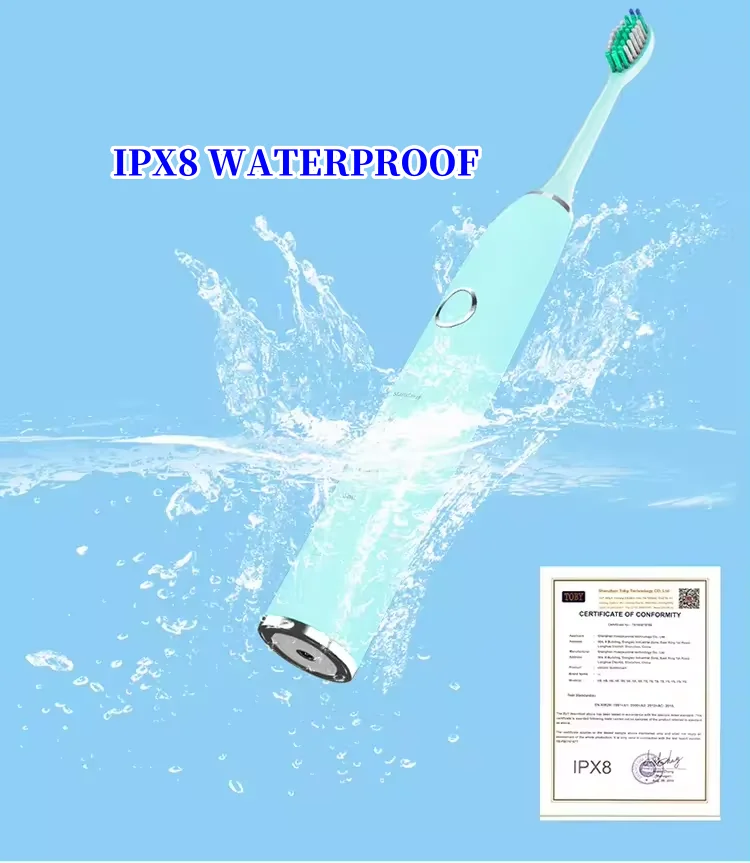 IPX8 Водонепроницаемая ультразвуковая зубная щетка