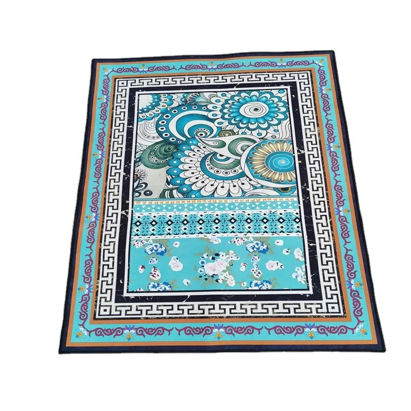 
 3D printing Crystal Velvet Customized Pattern Muslim Prayer Mat  