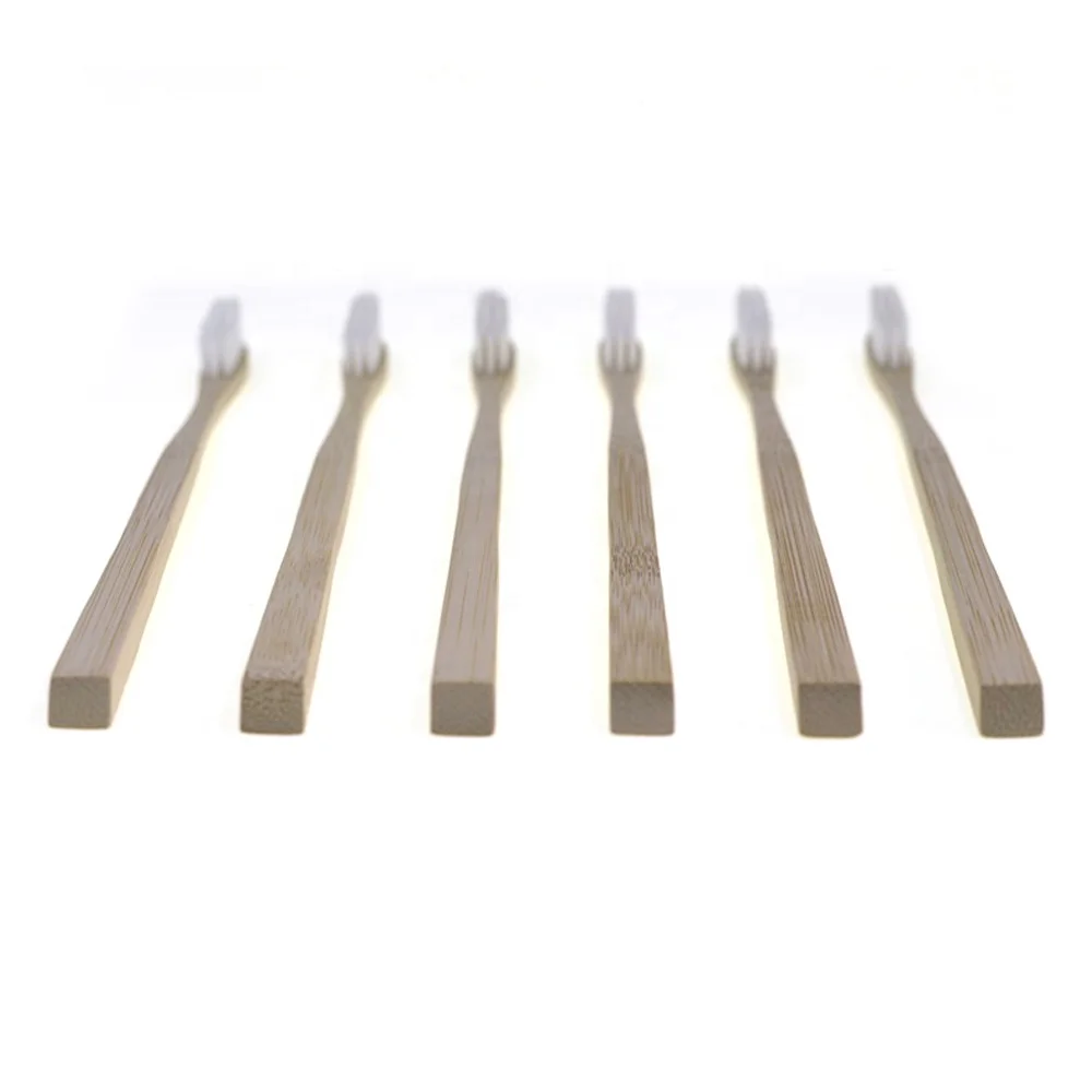 Organic Charcoal Square Handle Design End Painted Bamboo Toothbrush BPA Free