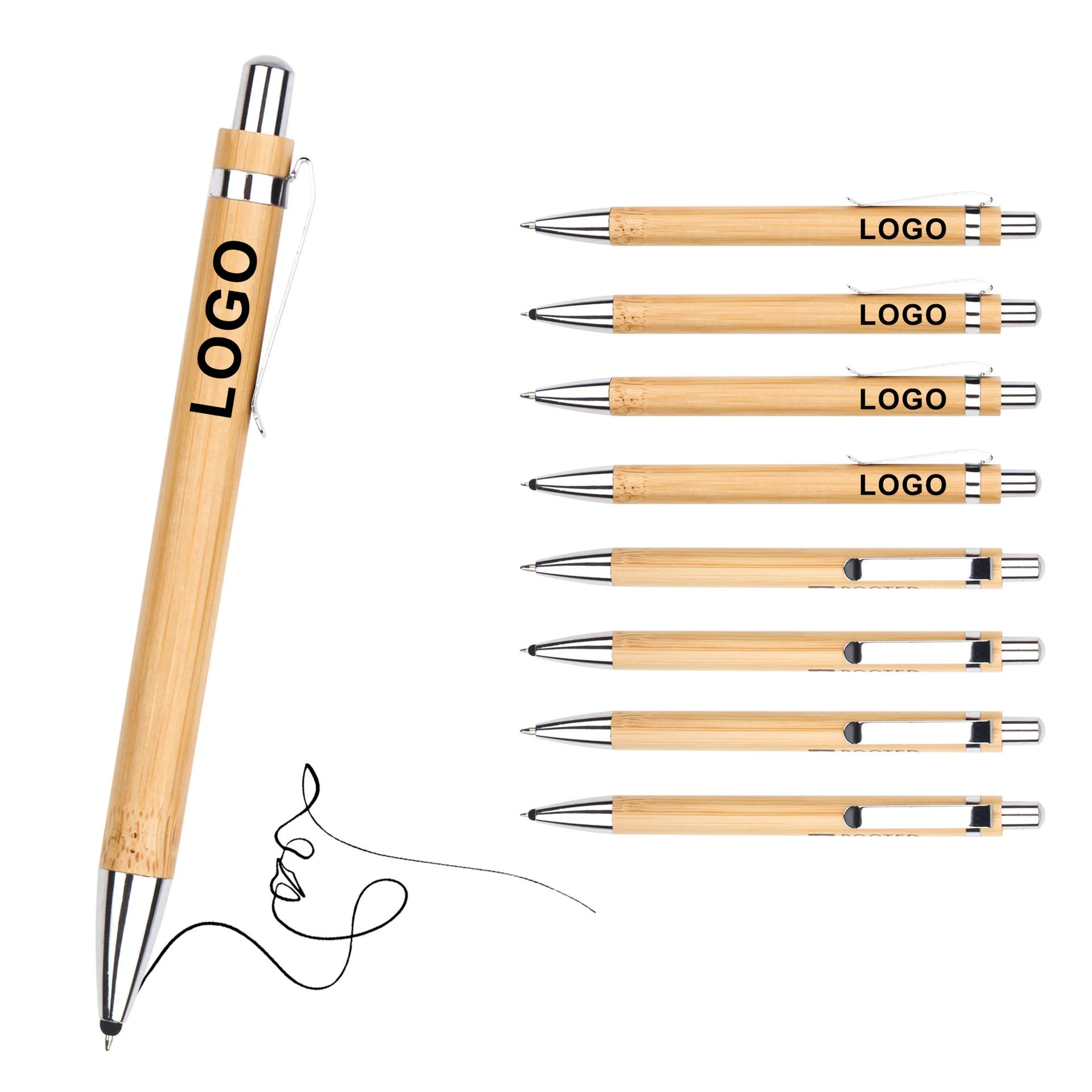 Wholesale Bamboo Pen Blank Printed Logo Wooden Fountain Ballpoint Pen Promotional Items Wood Ball Pens Wooden Office Thx Gifts