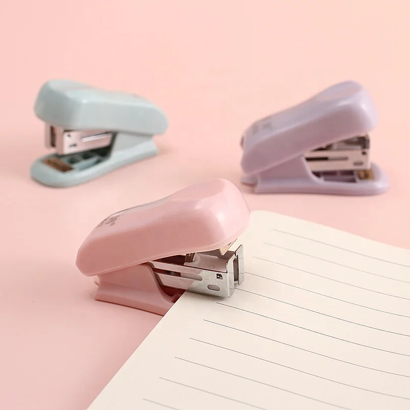 Morandi Mini Stapler Student Cute Small Stapler Office Supplies Handheld Stapler Set Sewing Machine