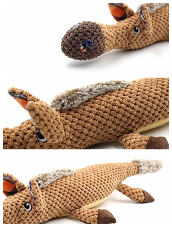 
Dog products wholesale corn kernels curve brown horse dog squeaky chew toys interactive puzzle game dog toys 