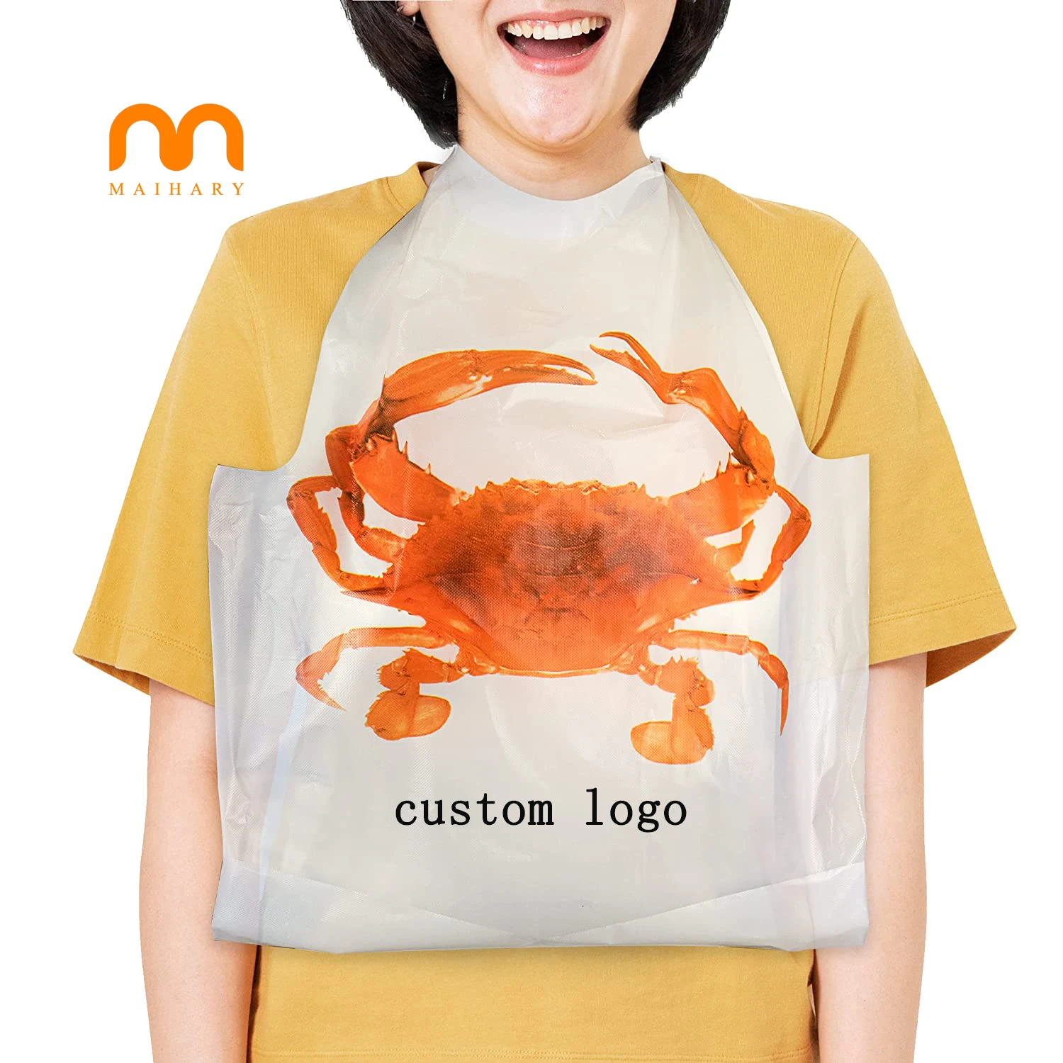 Customized Printed Lobster Crab Sea Food Plastic adults Disposable Seafood Bibs