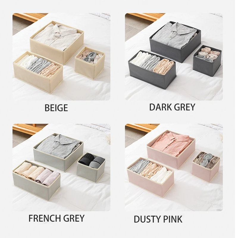 Hot Selling Products Drawer Organizer Foldable Underwear Storage Fabric Storage Boxes Set