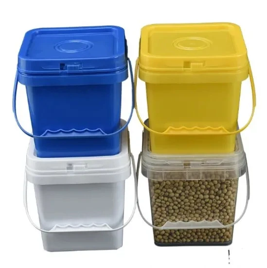 
Colorful Custom OEM Durable Square PE Buckets Plastic Box Plastic Packing Buckets with Sealed Lid 