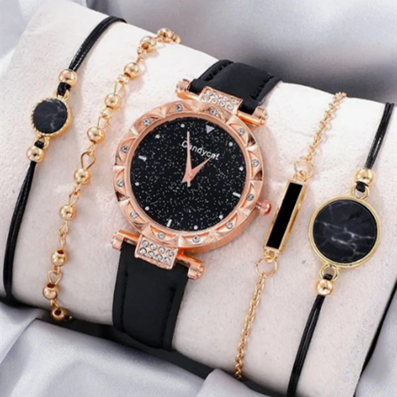 2025 Chinese Factory Cheaper Wholesale Beautiful Ladies Black Leather Woman Watch