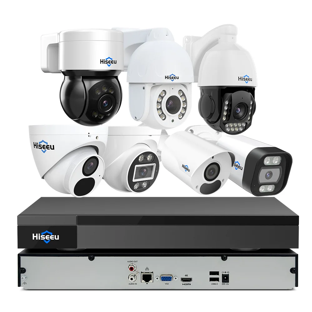 Hiseeu H. 265 5MP 32CH bullet Ptz Dome Security video surveillance indoor Ip Poe NVR 32 channel nvr cctv camera system Outdoor