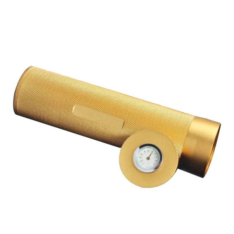 Портативный металлический алюминиевый дорожный футляр для сигар упаковочные тубы с гигрометром оптовая продажа