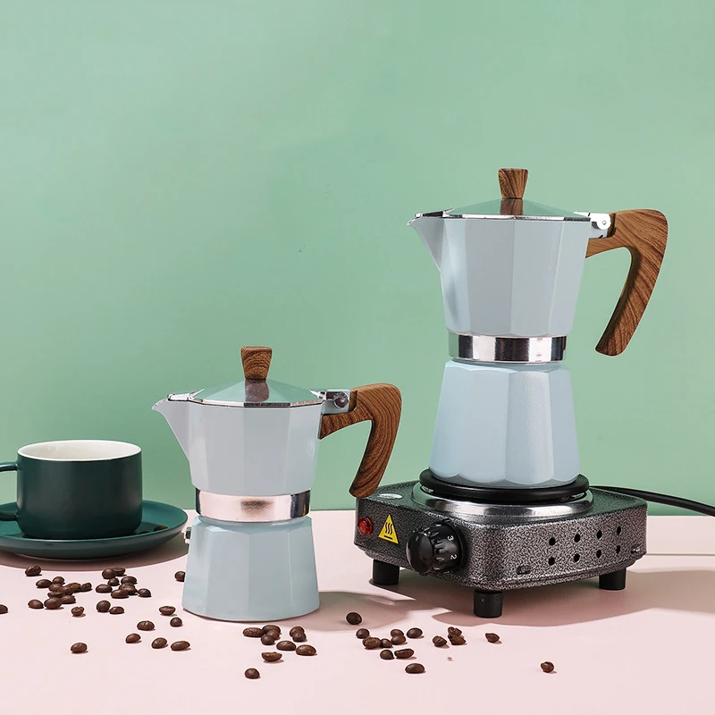 Кофейник Moka алюминиевый кофейник с 6 чашками для индукции в классическом итальянском стиле мягкой ручкой