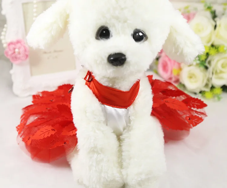 2021Hot Selling Designer Clothes Lovely Dog Wedding Dress Shiny Leaves Style Skirt Formal Pet Dress