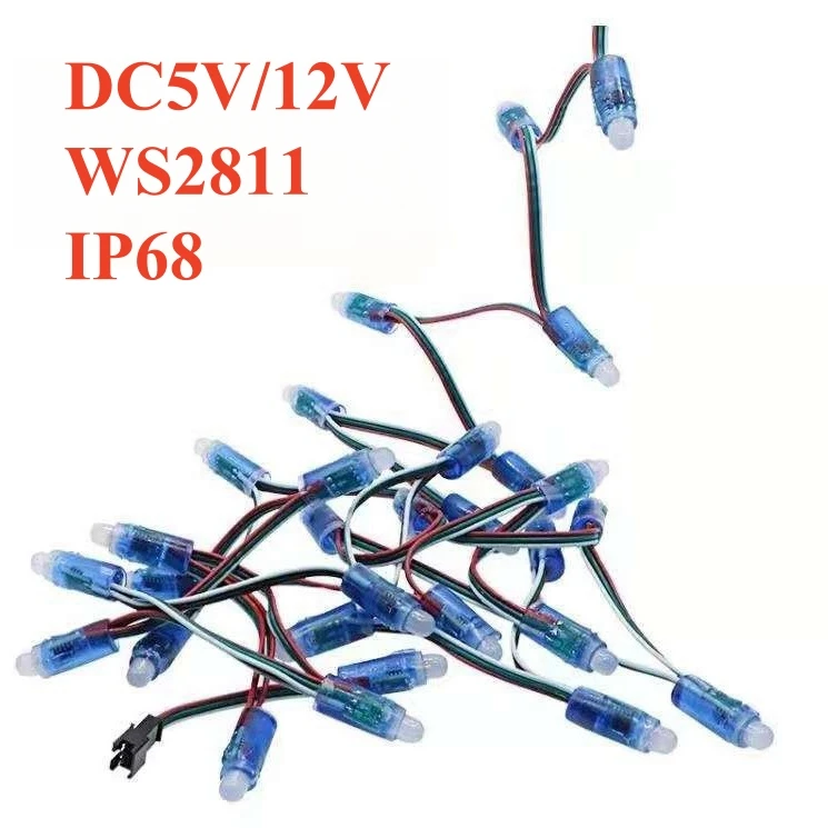 5V 12V WS2811 Diffused Digital RGB LED Pixel Light Individually Addressable 12mm Round LED Modules Waterproof Full Color