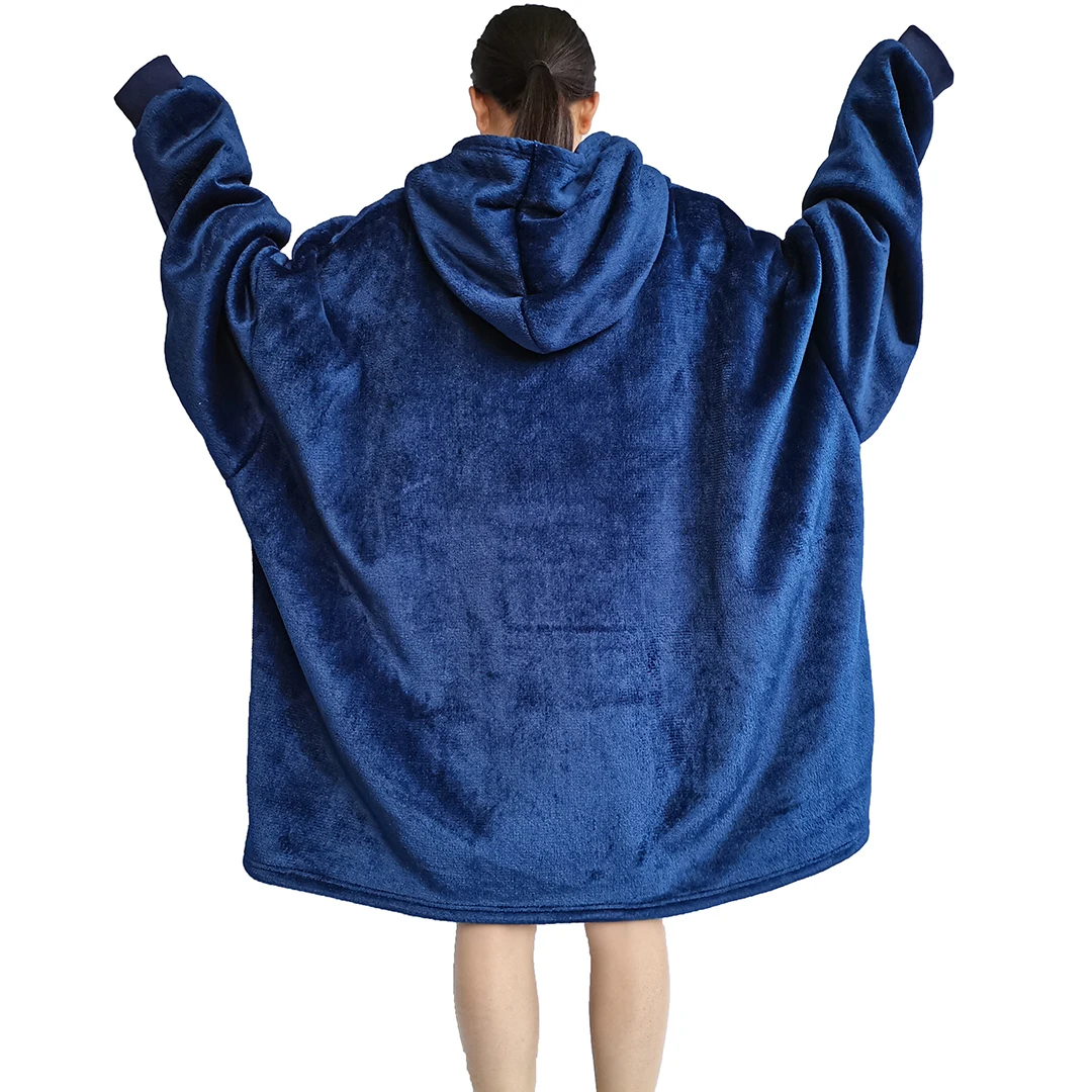 custom wholesale Oversized comfortable Sherpa Wool wearable blanket hoodie Chunky sheep wool sweatshirt  sleeves and pockets