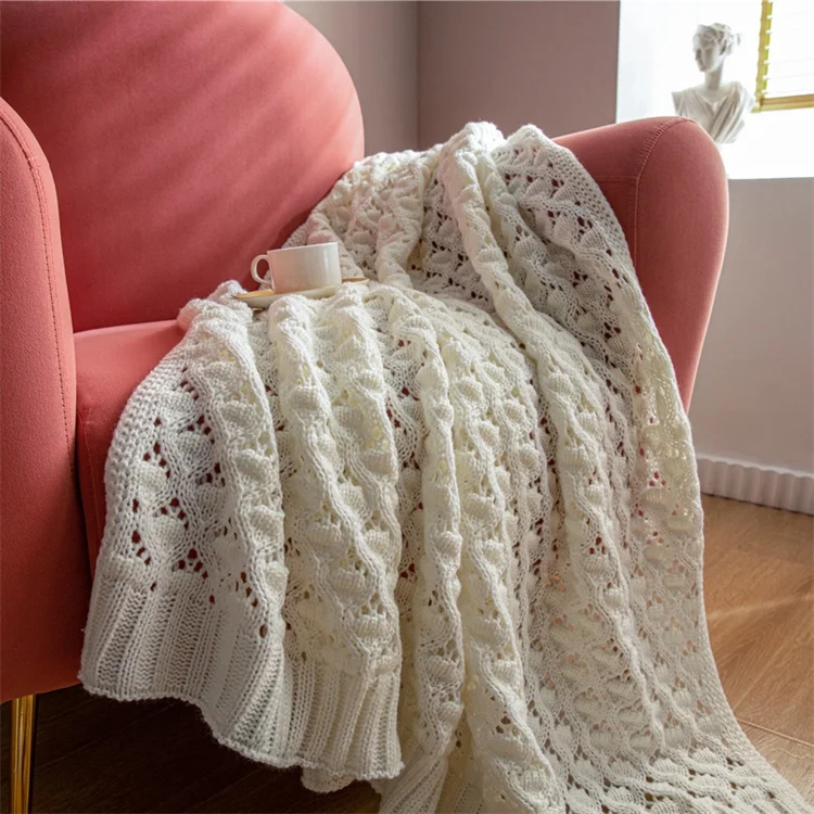 New Multicolor 100% acrylic super soft Hollow out knitted blanket LES
