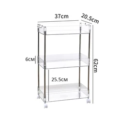 Mobile toilet rack trolley home bathroom toilet floor storage rack transparent storage rack