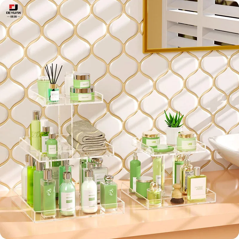 2 & 3 Tier Acrylic Makeup Perfume Organizer Display Tray Stand racks for Organizing Perfume Bottles